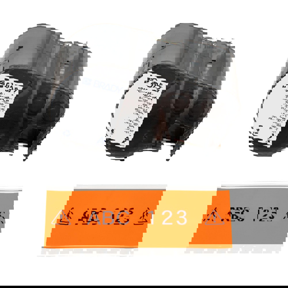 Labels, Ribbons & Tapes; Application: Label Printer Cartridge ; Type: Label Printer Cartridge ; Color Family: Orange ; Color: Black on Orange ; For Use With: BMP51; BMP53; M511 ; Material: Vinyl
